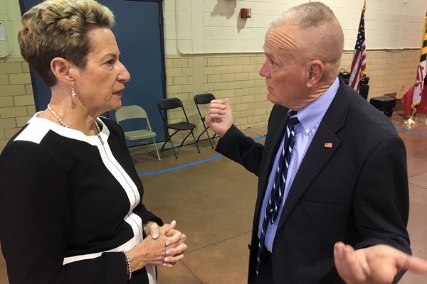 Maryland Center for School Safety Executive Director Ed Clarke, right, with State Superintendent of Schools Dr. Karen Salmon chatting during a recent gathering.