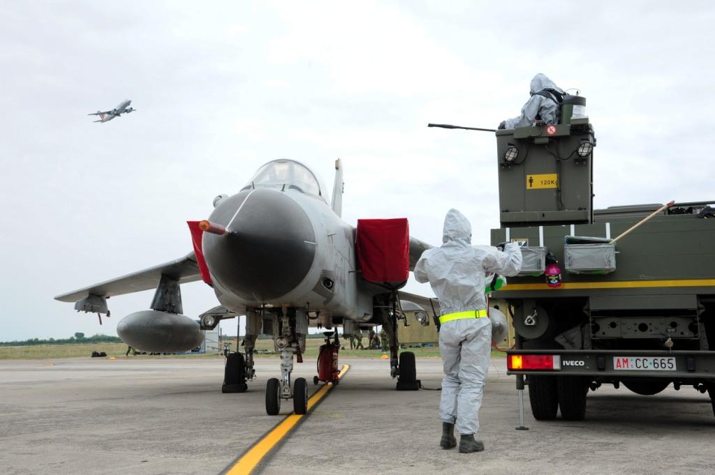 This training drill helped teach first-responders how to decontaminate a plane. NATO recently held a course to help train first-responders in a possible CBRN incident.