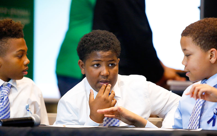 The winning middle school team, from left: Caden Bedford-Crandell, Cedron Webb and Josiah Hartman