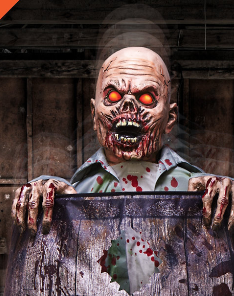 Zombies like moonshine too. This decoration is motion activated and will surprise passersby