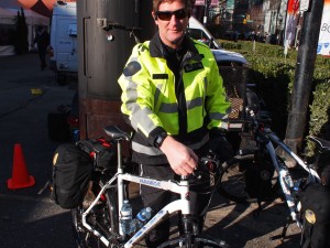 A paramedic sports the Pebble-powered CommandWear smartwatch and multimedia device.