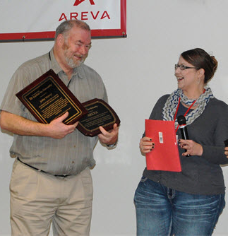AREVA employee John Veysey received a special award from he Tri-County Partners Habitat for Humanity.