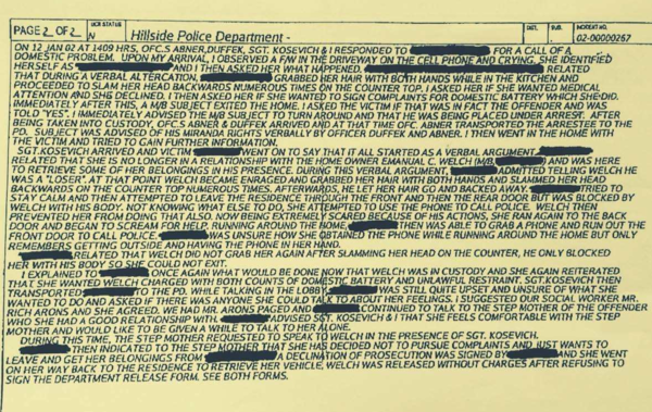 In this 2002 Village of Hillside police report, State Rep. Chris Welch was accused of beating his then girlfriend. House Speaker Michael Madigan recruited him to run for state representative a decade later.