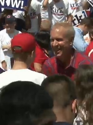 Illinois Gov. Bruce Rauner shakes hands with Republicans during Governor's Day at the State Fair.