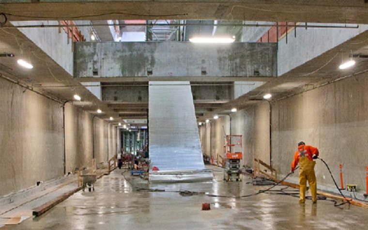 Crews work on Seattle's new University Link light-rail route, which opened this week.