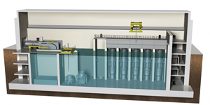 An artist's rendering of a cross-section from a small modular reactor design