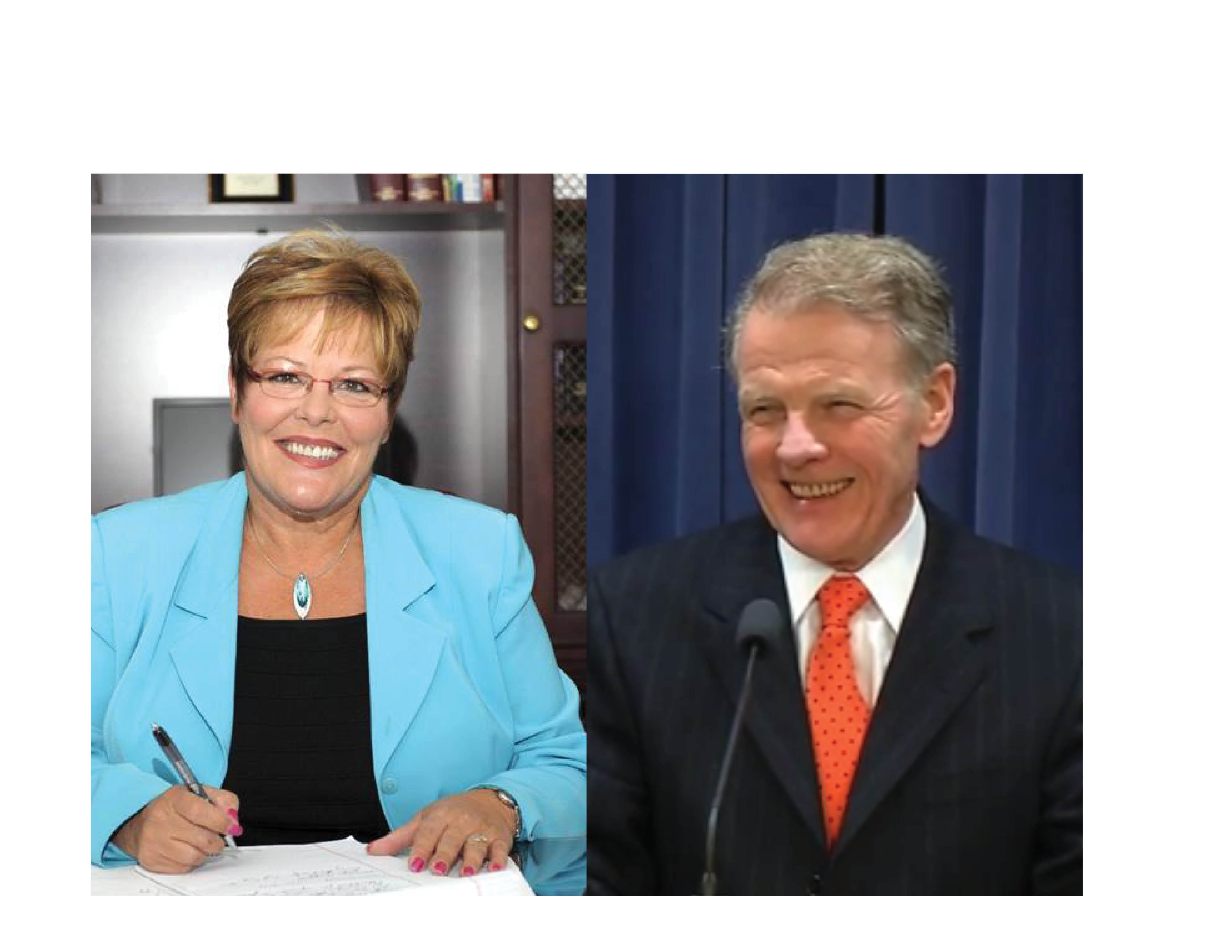 Lisa Dugan (left) and Michael J. Madigan (D-Chicago) (Right).