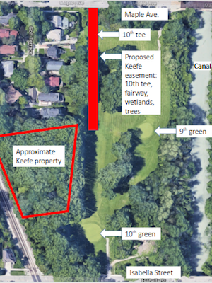 Map of proposed road through golf course