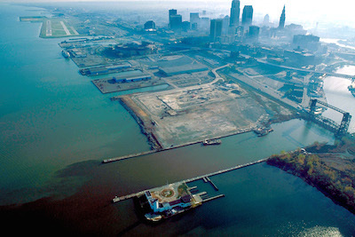 Aerial view of the port of Cleveland.