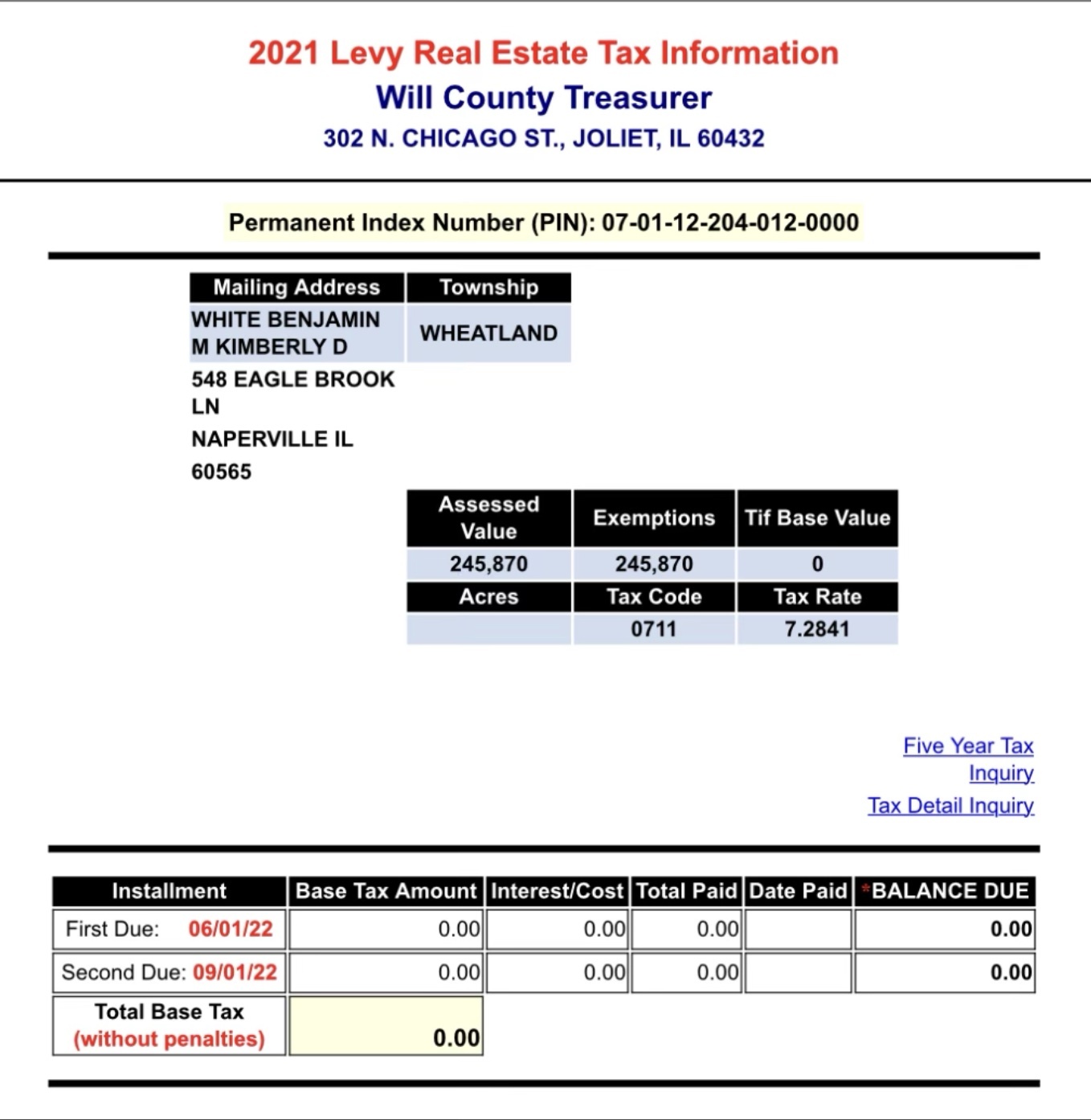 On 950K Naperville home, mayoral candidate White has property tax bill