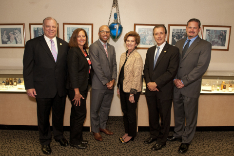 From left: New Jersey Senate President Stephen Sweeney; Marcy Bliss, president of Wedgewood Pharmacy; Assemblyman Adam Taliaferro; Lucy Malmberg, CEO of Wedgewood Pharmacy; Assemblyman Adam Taliaferro; and Anthony Grzib, director of pharmacy compliance a