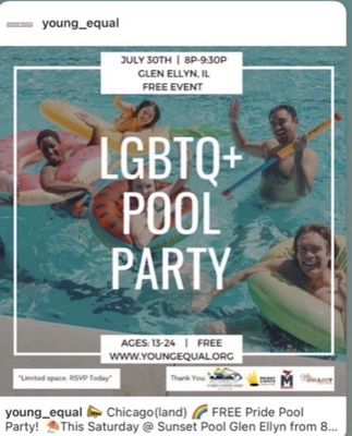 The Village of Glen Ellyn is hosting a pool party for gay and lesbian tweens and teens.