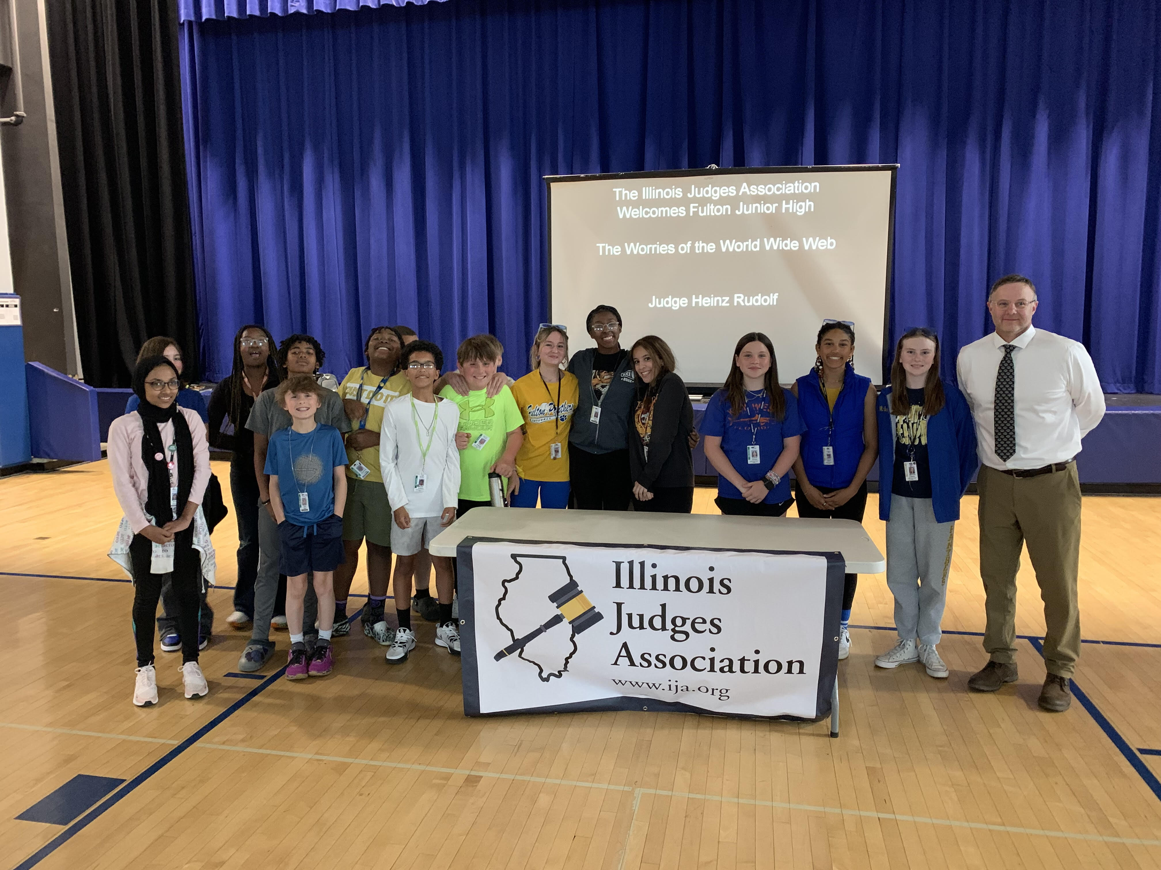Rudolf discusses cyberbullying with students at Fulton Junior High