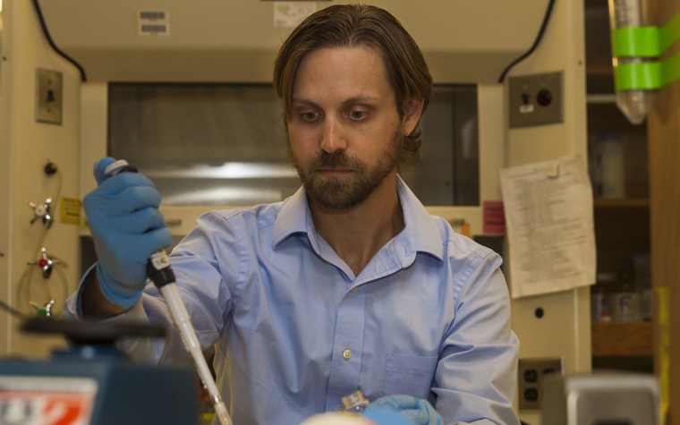 Rudy Valentine works with a team aiming to identify a protein that impairs insulin signaling.