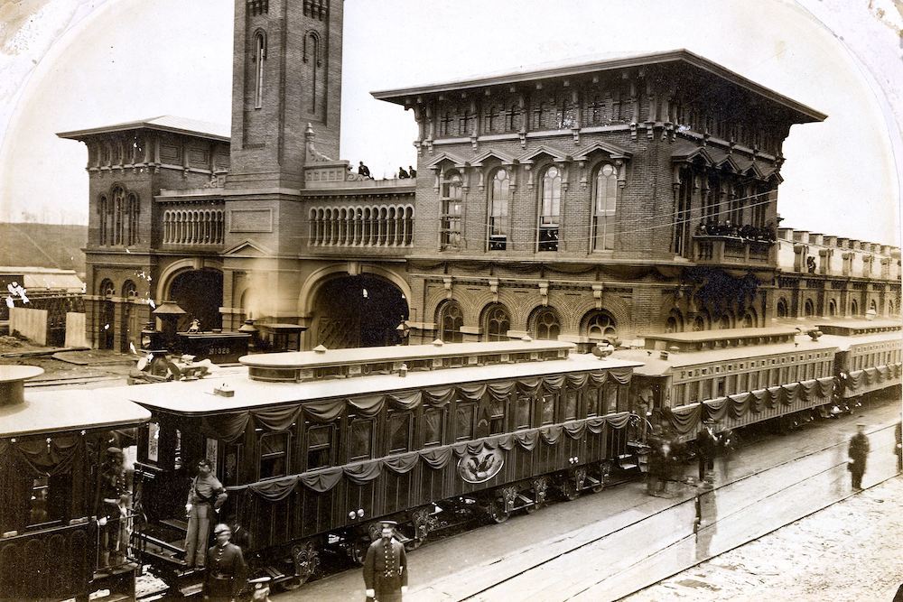A train carrying the remains of President Abraham Lincoln arrived in Chicago on May 3, 1865.