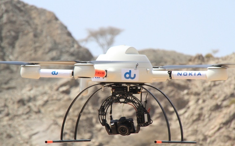 Nokia Networks and du are testing the use of drones.
