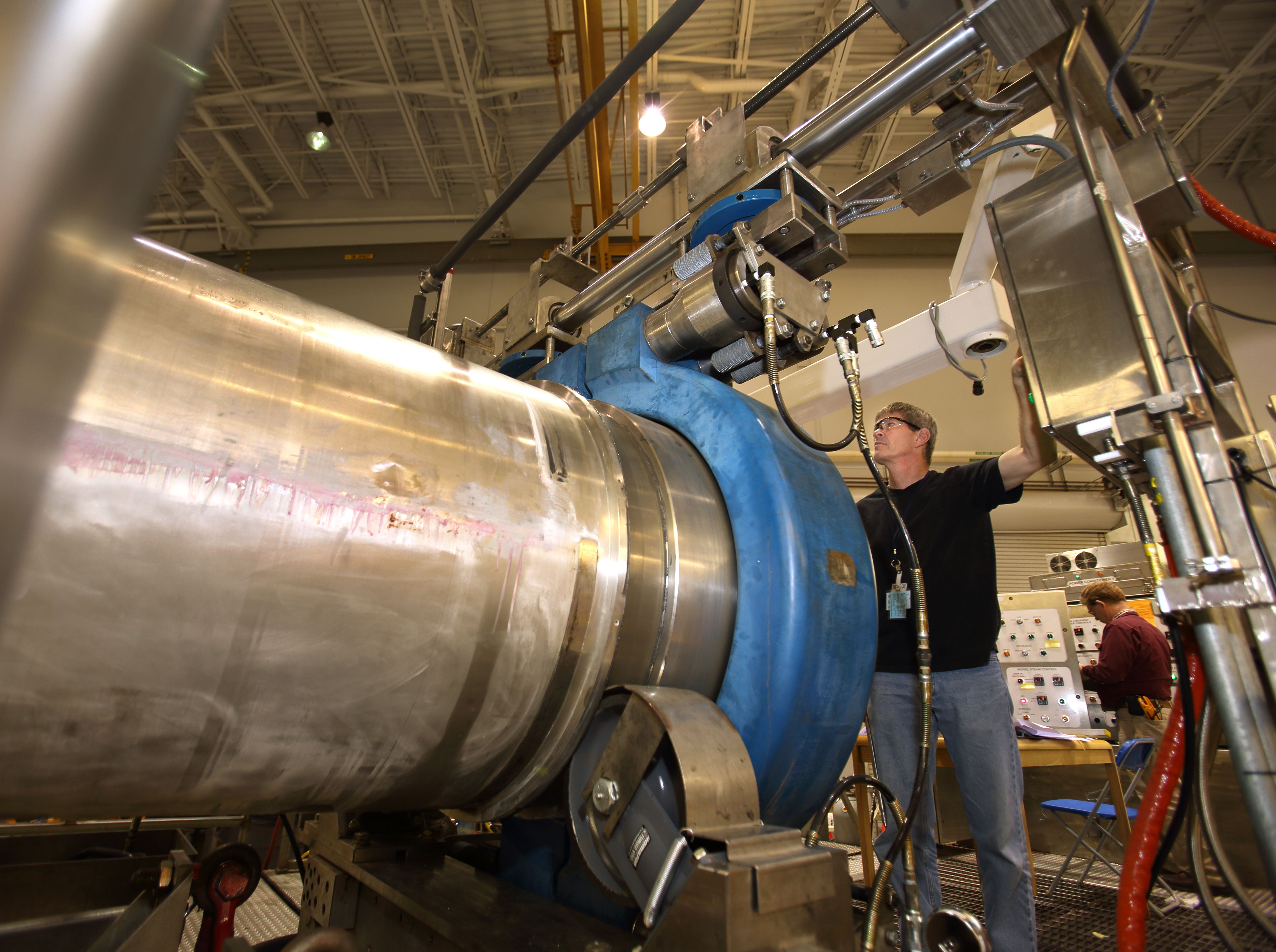 Sandia National Laboratories technologist Tom Raber recently prepared the EDS explosive containment vessel for shipment to the U.S. Army Pueblo Chemical Depot.