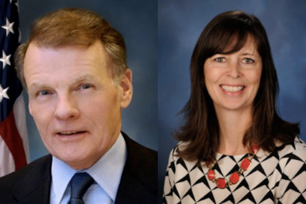 House Speaker Michael Madigan, left, and state Rep. Kelly Burke