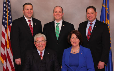 The Delaware County Council, pictured back row from left Michael Culp, John McBlain and David White and front row from left: Chairman Mario Civera and Vice Chairwoman Colleen Morrone will give the state of county address on March 12.