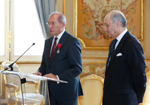 OPCW Director-General Ahmet Üzümcü (left) with Laurent Fabius, French Minister of Foreign Affairs and International Development.