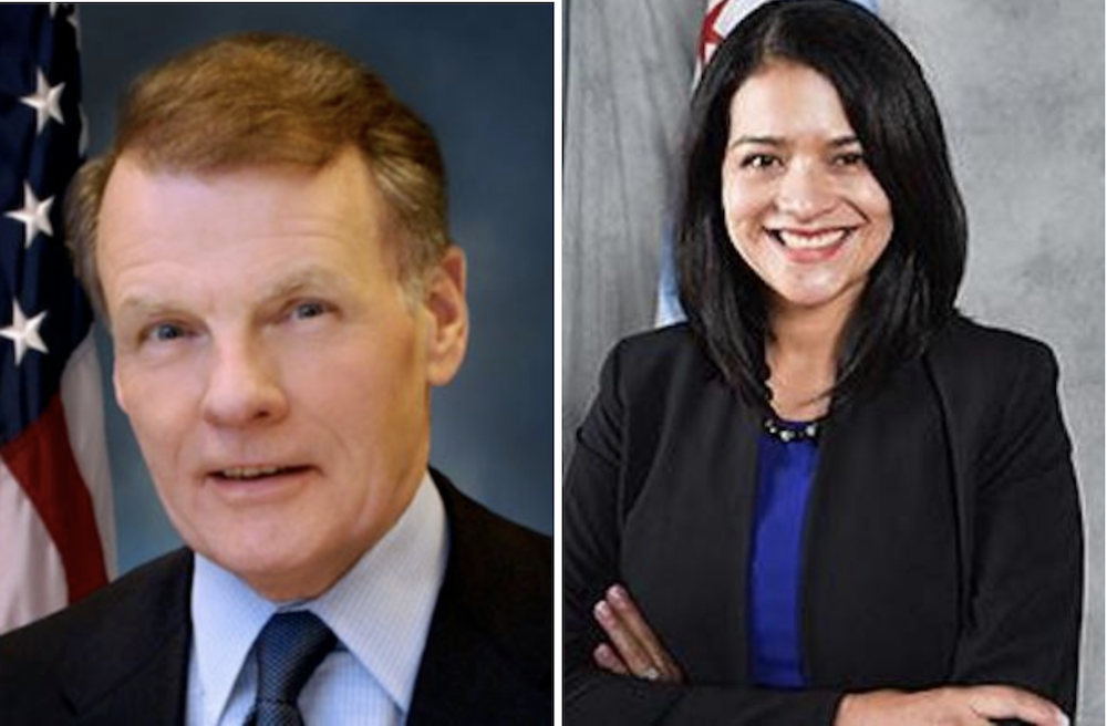 House Speaker Michael Madigan, left, and 23rd Ward Ald. Silvana Tabares